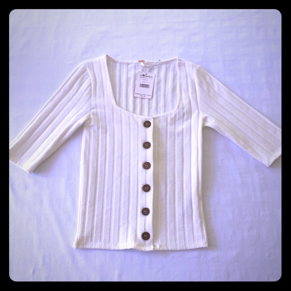 Free People 3/4 inch sleeve ribbed top